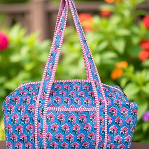 Large Cotton Patches Duffle Bags Blockprint Quilted Fabric Weekender Bags For Women Holiday Gifts Handmade Colorful Travel Overnight Bags