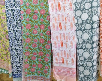 Hand Block Print Cotton Sarong: Colorful Beach Wrap, Pareo Beach Coverup, Party Scarf, Handprinted Floral Sarongs, Holiday Gifts, Summer
