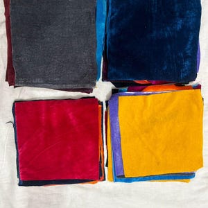 Silk Velvet Fabric Scraps: Assorted Colors for Crafting, Quilting