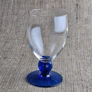 Vintage Soviet Wine Glass Blue Stem Cobalt Base USSR 1970s Retro Goblet Unique Barware Single Glass