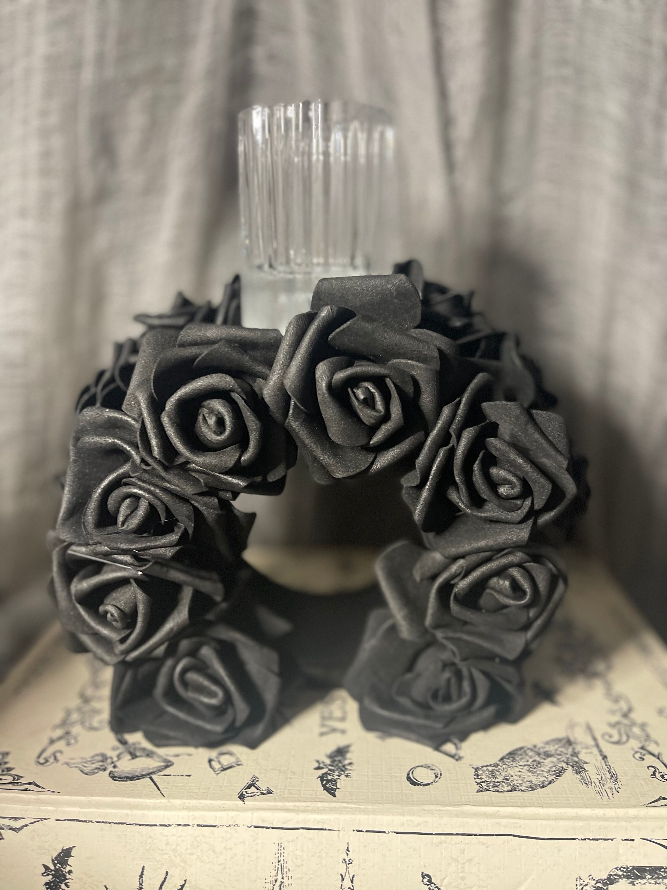 2piece Black Rose Candle Holders Etsy Singapore