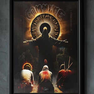 Il Trio Trovato - Stampa artistica da parete gotica Dark Academia / Figure occulte, Decorazione fantasy horror, Poster di pittura a olio surreale, Arredamento moderno per la casa