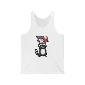 Patriotic Raccoon Tank Top: 4th of July Unisex Jersey