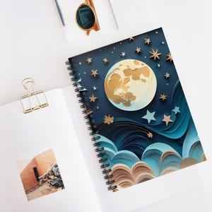 Celestial Spiral Notebook - Dreamy Starry Sky Design, Journaling, School Supplies, Moon Lover Gifts, Writer&#39;s Journal, Cosmic Decor