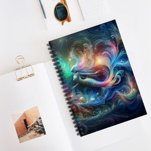 Celestial Serenity Spiral Notebook - Ruled Line, Artistic Journal, Dreamy Notebook, Cosmic Planner, Fantasy Sketchbook