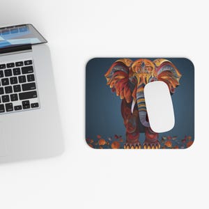 Colorful Elephant Mouse Pad, Artistic Desk Accessory, Wildlife Lover Gift, Home Office Decor, Computer Accessories