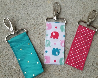 teal & gold dots, elephants, or pink swiss dots lip balm holders