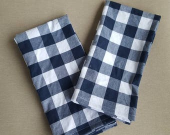 dinner cloth napkins- navy blue and white buffalo check set
