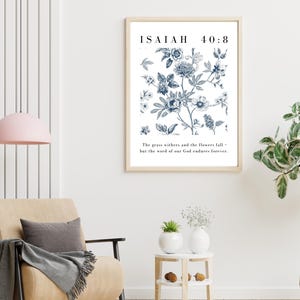 Isaiah 40:8 Wall Art Scripture Wall Art Christian Wall Art Bible Verse Art Boho Decor Floral Art Printable DIGITAL DOWNLOAD Print 1
