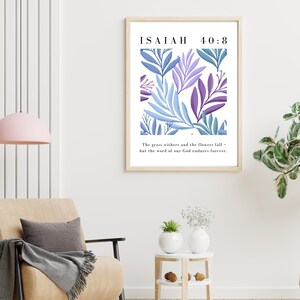 Isaiah 40:8 Wall Art Scripture Wall Art Christian Wall Art Bible Verse Art Boho Decor Floral Art Printable DIGITAL DOWNLOAD Print 2