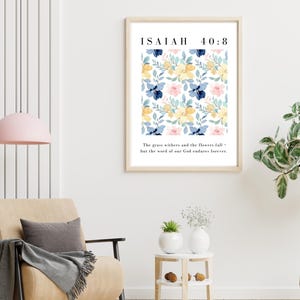 Isaiah 40:8 Wall Art Scripture Wall Art Christian Wall Art Bible Verse Art Boho Decor Floral Art Printable DIGITAL DOWNLOAD Print 3