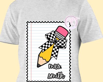 enseignant, conception de tshirt crayon à carreaux, png