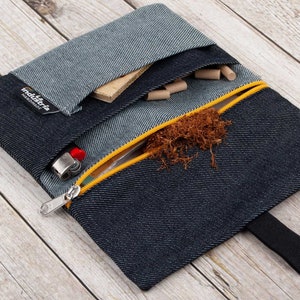 Handgjord denimtobakspåse: Rullande kit för rökare