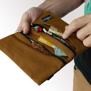 Rolling Tobacco Bag made of organic cotton with compartments for accessories - Versatile Pouch Purse Case Travel Storage Carrying Organizer