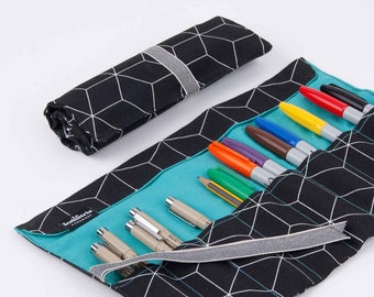 Pochette à rouleaux '3D Cubes' - Étui Stylos enroulable Rouleau de crayon et de porte-pinceau