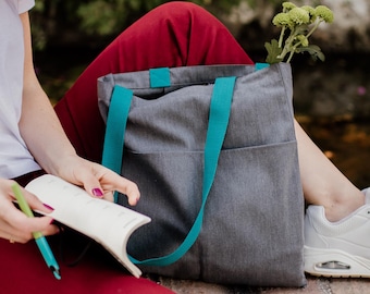 Essentials Tote made from recycled bottles - Reusable everyday grocery Shopping Bag with Reinforced Handles