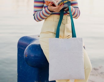 Recycelte vielfältig einsetzbare Tote Bag mit Taschen innen und außen – Nachhaltige wasserabweisende Tragetasche - Stofftasche für jeden Tag