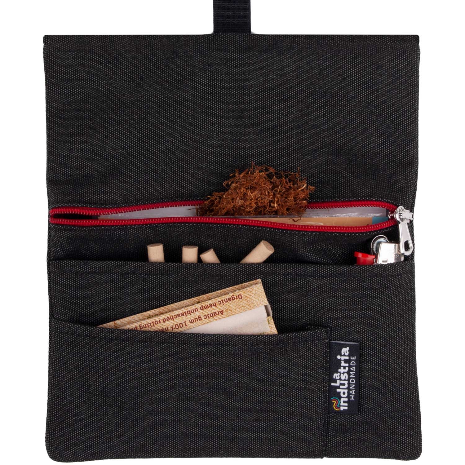 Water-repellent Tobacco Pouch 'vulcano' - Unisex Hand Rolling Tobacco Pouch  With Compartments for Filter Tips, Rolling Paper & Lighter