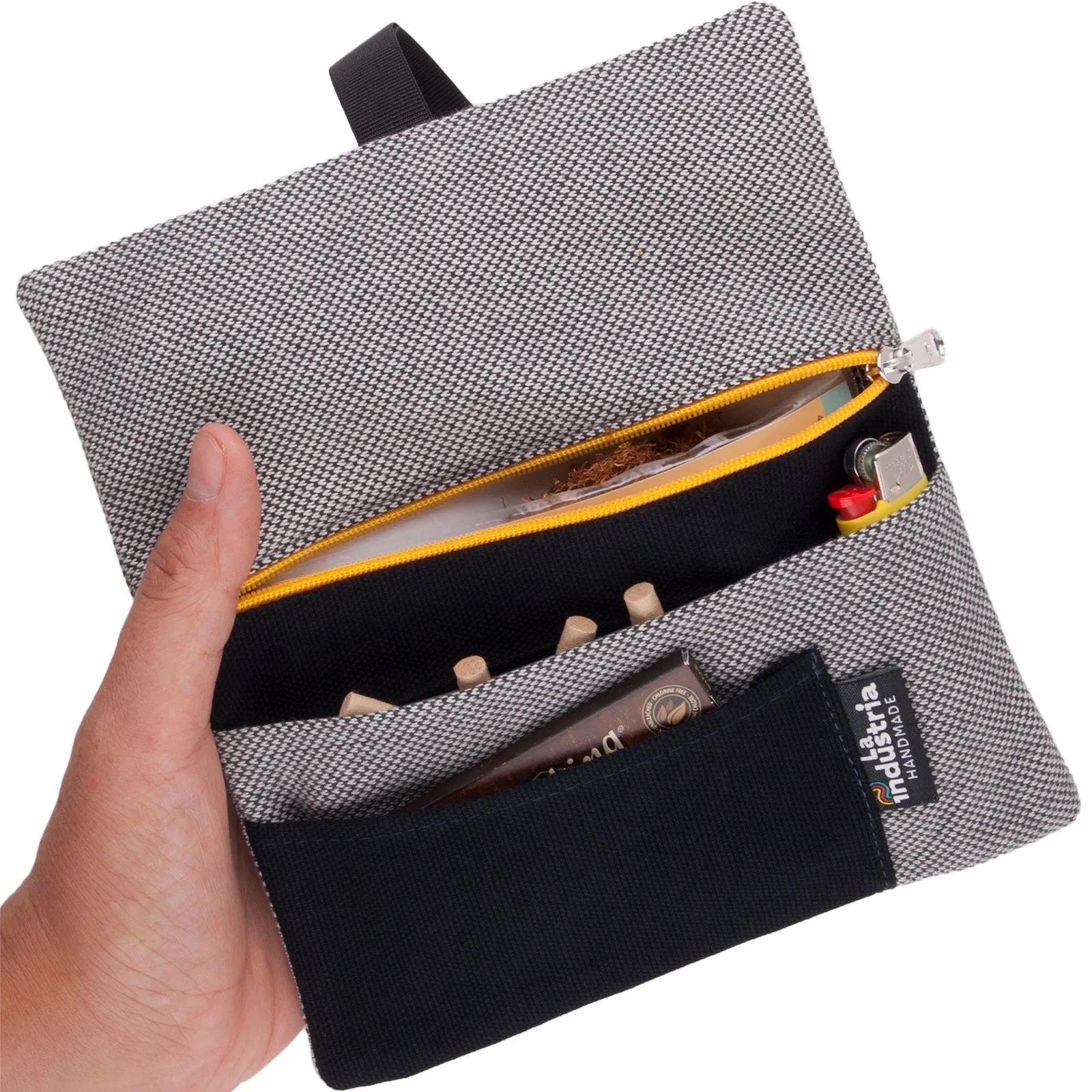 Tobacco Pouches With Compartments for Filter Tips, Rolling Paper & Lighter 