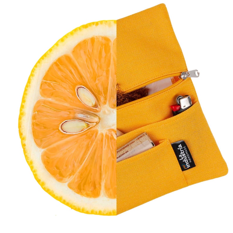 Tabaquera impermeable LIMÓN Funda Pitillera para tabaco de liar con bolsillos para filtros, papel y mechero imagen 4