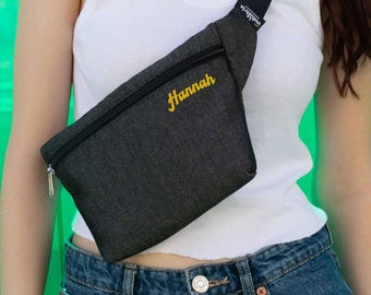 Riñonera Personalizada para hombre y mujer con tejido resistente - Riñonera repelente a líquidos con doble bolsillo para viajes, festivales