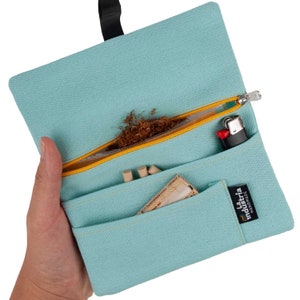 Blague à tabac à rouler hydrofuge 'AQUA' - Pochette à tabac avec compartiments pour Feuilles, Filtres et Briquet