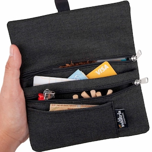 Bolsa repelente de água para tabaco com bolsos com zíper para filtros, AirPods, cartões, dinheiro, ...