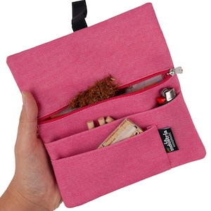 Wasserabweisender Tabakbeutel ERDBEERE - Tabaktasche  mit Fächern für Filter, Blättchen und Feuerzeug