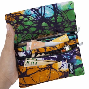 Tabaquera con Doble Cremallera  - Cartera Estuche para Tabaco de Liar, Papel, Filtros, Mechero, Tarjetas y Dinero 'TIE DYE'