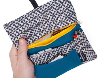 Rolling Tobacco Pouch with a Japanese pattern, Tobacco wallet with compartments for filter tips, papers and lighter