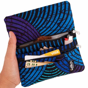 Blague à Tabac Motif Africain – Pochette à Tabac – Portefeuille pour Feuilles, Filtres, Briquet, Cartes et Argent Liquide 'AFRICAN WAVES'
