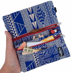 Tabaquera Cartera Estampado Africano CAMERUN – Pitillera Doble Cremallera para Tabaco de Liar, Papel, Filtros, Mechero, Tarjetas y Dinero