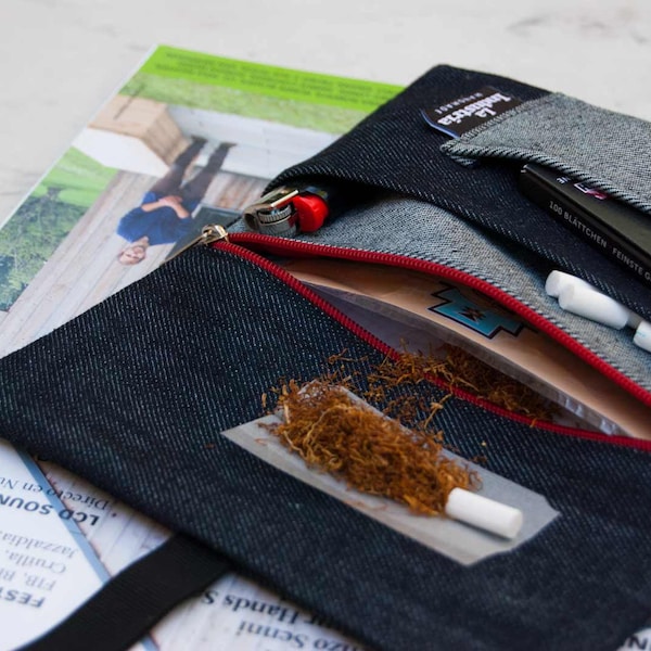 Pochette à tabac Denim - Blague à tabac à rouler Tissu - Étui à tabac faite à la main