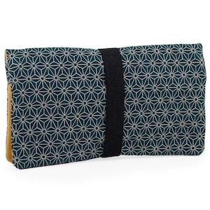 Rolling Tobacco Pouch with a Japanese pattern, 100% Organic cotton tobacco Case with compartments for filter tips, papers and lighter image 7