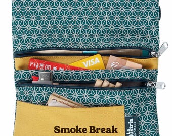 Estuche Personalizado para Tabaco de Liar con 2 Bolsillos con Cremallera para Filtros, Dinero y Más - Cartera Versátil 100% Algodón Orgánico