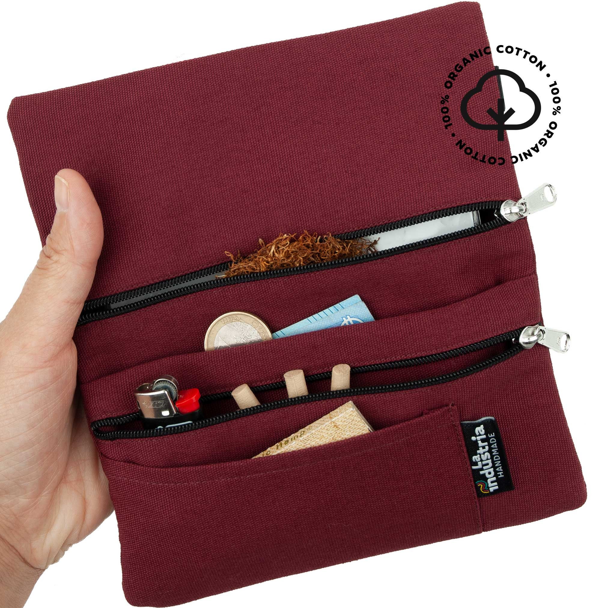 Rolling Tobacco Pouch Bag Cigarette Case Made of Organic Cotton With Double  Zipper