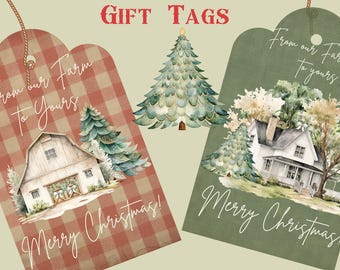 Landleben Weihnachten Geschenkanhänger, Urlaub Geschenkanhänger, Junk Journal Tags, Scrapbooking Lieferungen, Geschenkanhänger Urlaub auf dem Bauernhof