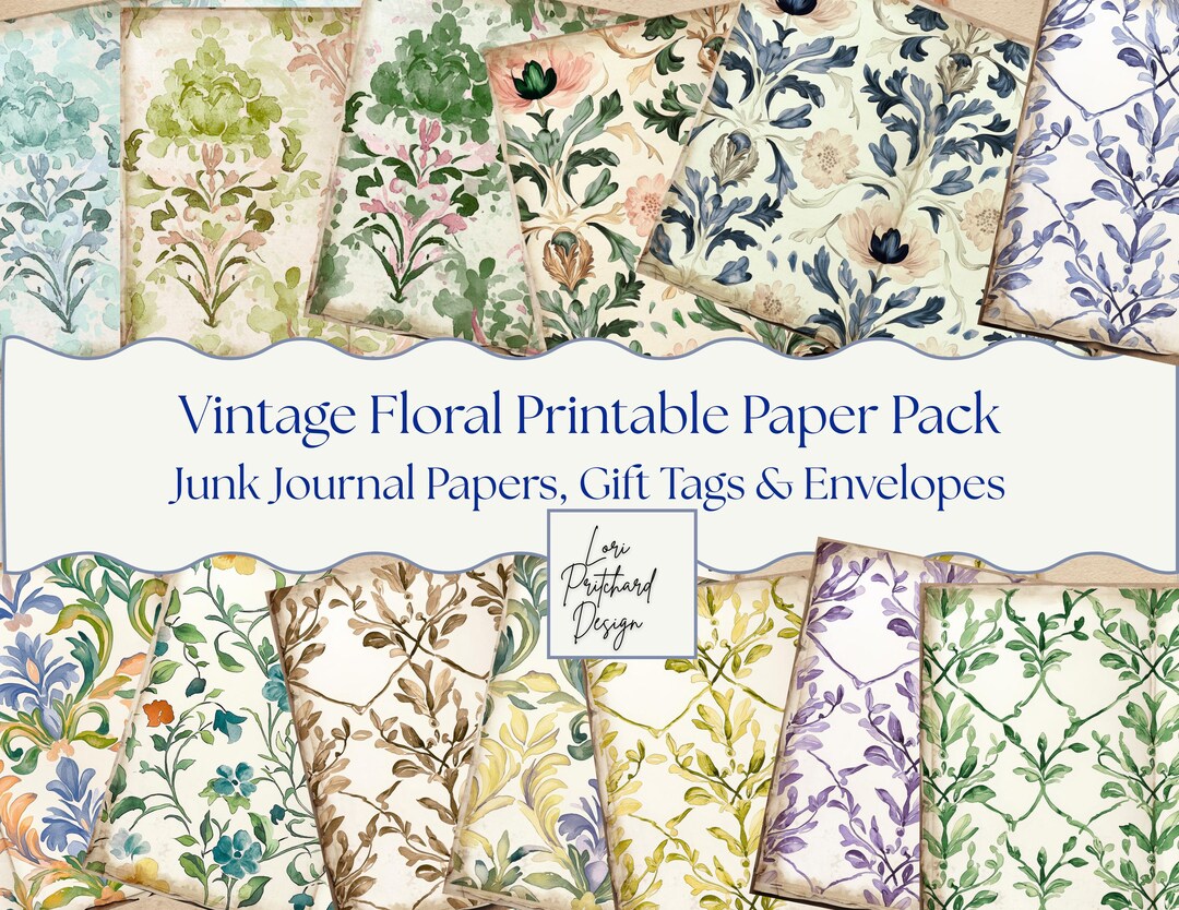 Vintage Floral Printable Paper Pack | Junk Journal Pages, Gift Tags ...