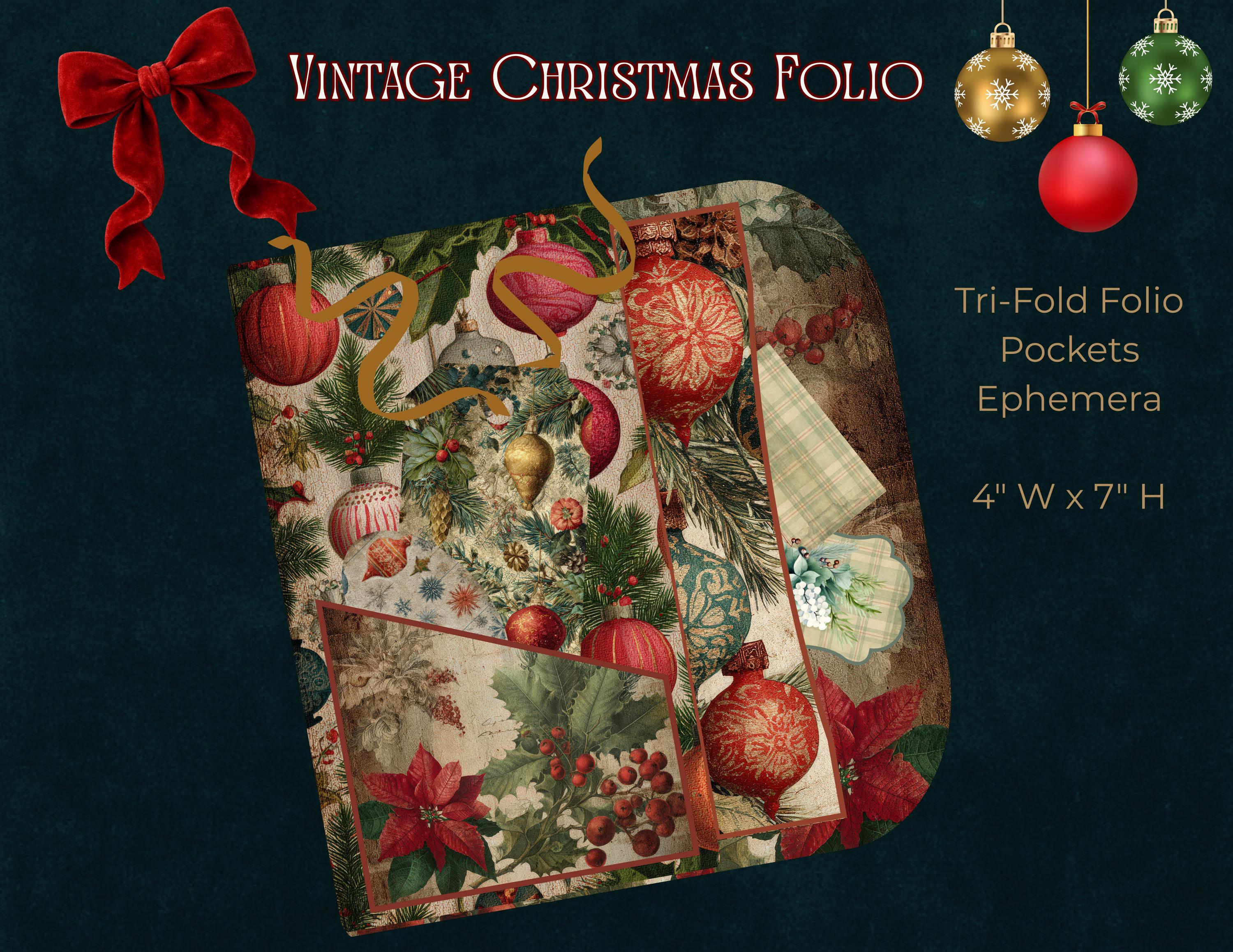 Vintage Christmas Folio – Junk Journal Tri-fold With Pockets & Ephemera ...
