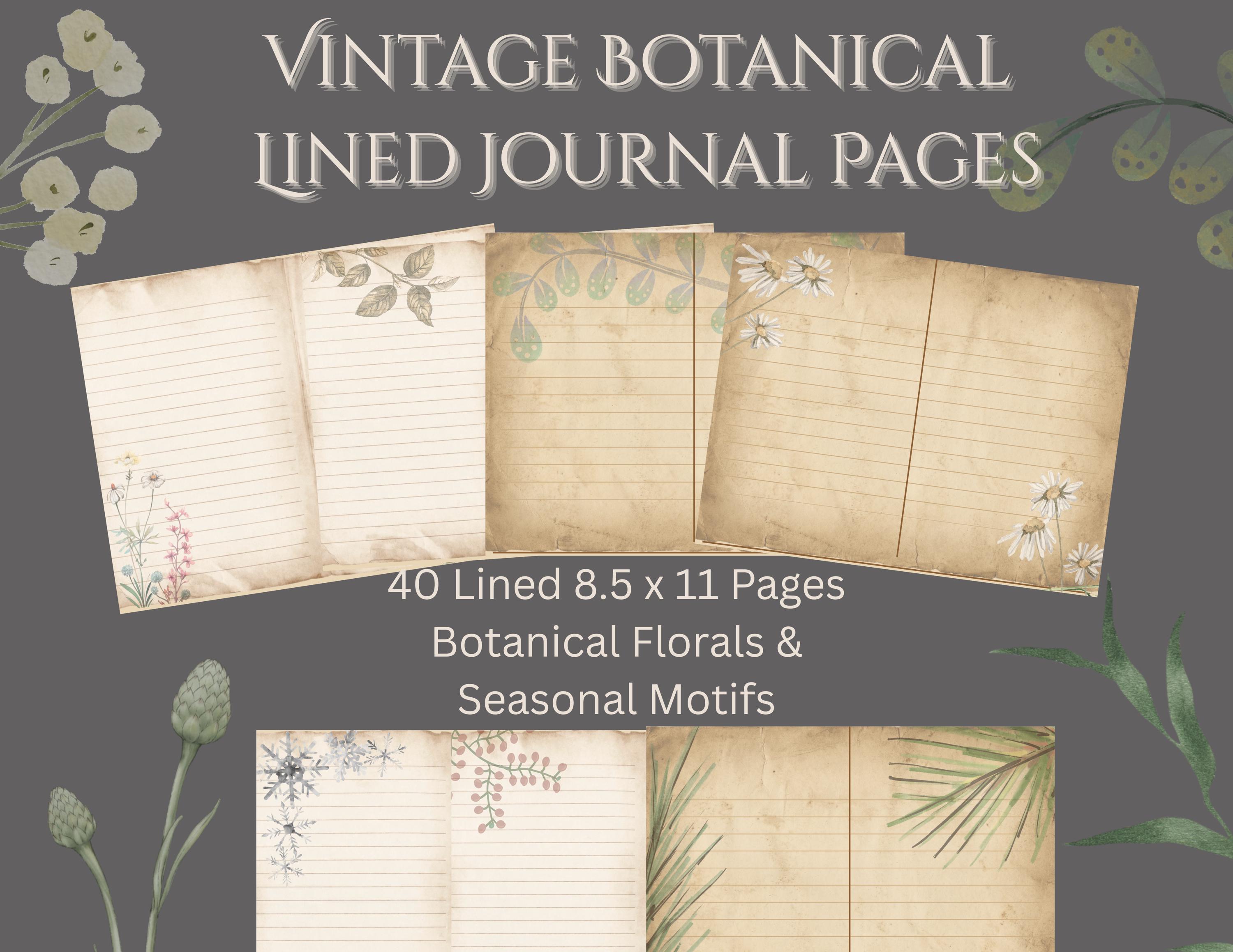 Vintage Lined Botanical Junk Journal Pages - Etsy