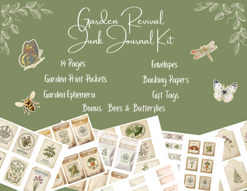 Garden Revival Junk Journal Kit – Digital Vintage Botanical Pack - Etsy