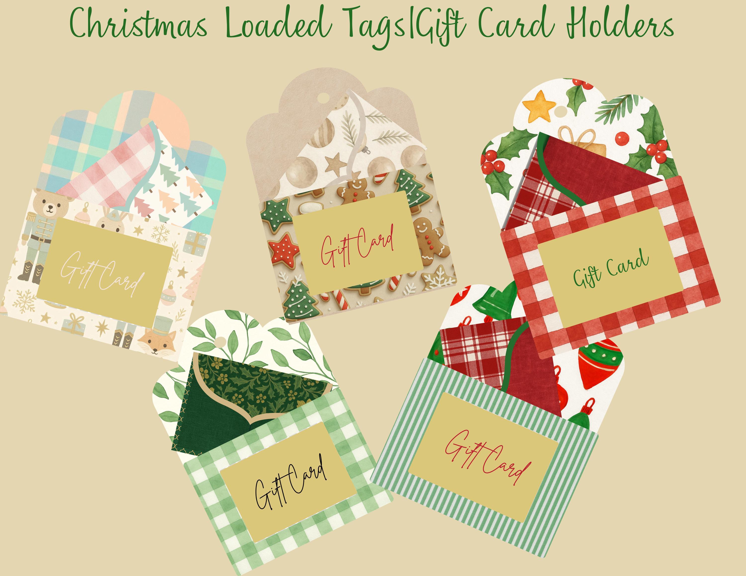 Christmas Gift Tags & Gift Card Holders | Printable Holiday Tags | DIY ...