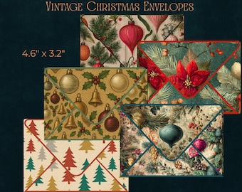 Vintage Christmas Envelopes  | Printables | 4 Sizes