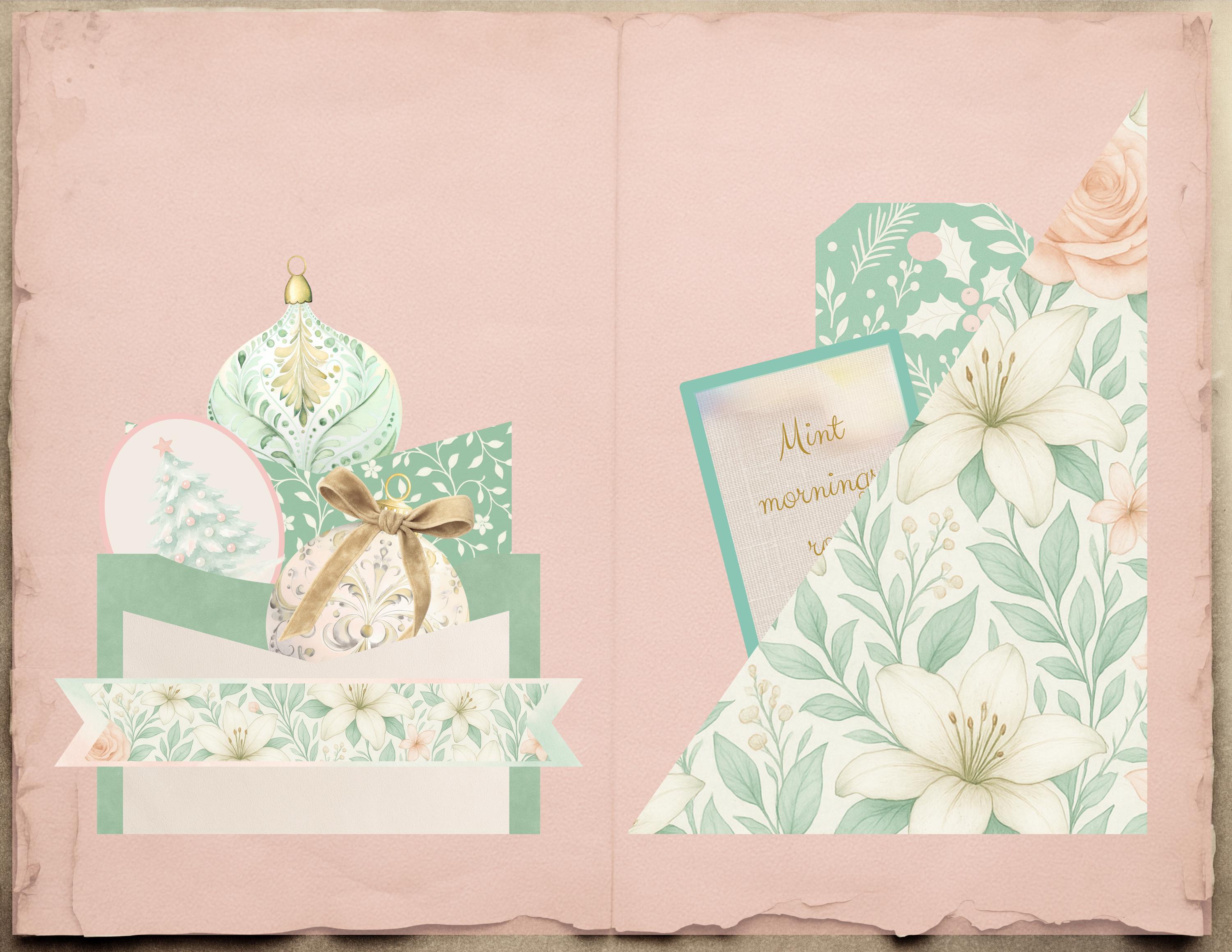 Frosted Mint & Blush Junk Journal Bundle – Mint Green and Blush Pink ...