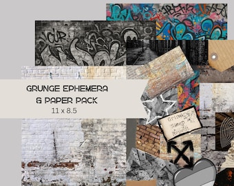Grunge Ephemera & Paper Pack, Junk Journal Kit, Scrapbook and Crafting