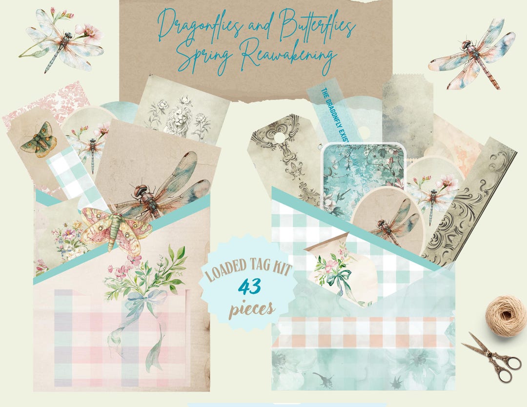 Dragonflies and Butterflies A Spring Reawakening Loaded Tag Kit, 43 ...
