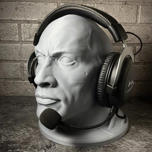 The Rock Bust Headphone Stand, Stone Face Headset Holder, Action Movie Fan Gift