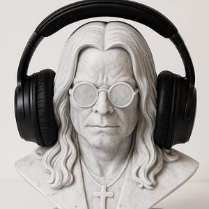 Rock Legend Headphone Stand, Prince of Darkness Bust, 3D Printed Headset Holder, Heavy Metal Icon Statue, Music Lover Gift