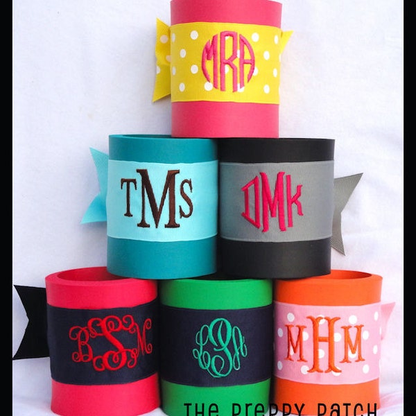 3 Initial Embroidered Monogrammed Koozie 15 Fonts Many Colors You Design