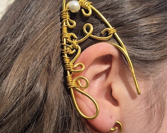 Gold Elf Fairy Wire-Wrapped Adjustable Ear Cuff - No Piercing Required